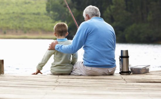 Man Fishing with his Grandson